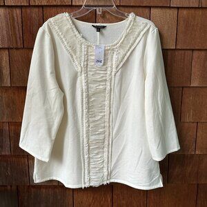 NWT Banana Republic Ivory Fleece Sweatshirt with Lace Details in Women's X-Large